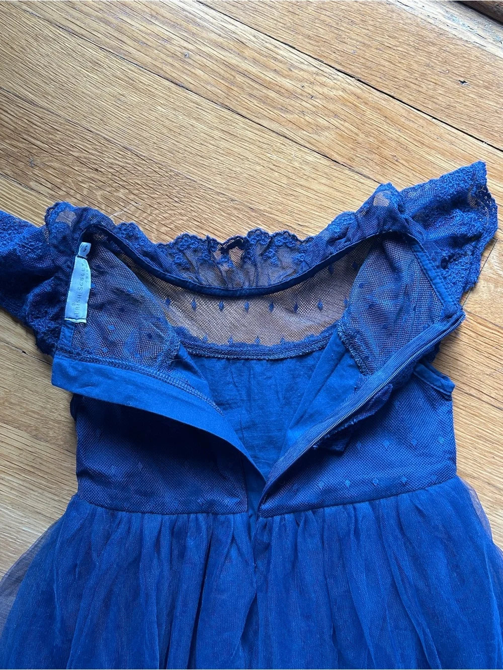Blue Lace & Tulle Girls Formal Dress